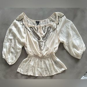 Bebe Peasant Top, Off the shoulder, embellished, Size L
